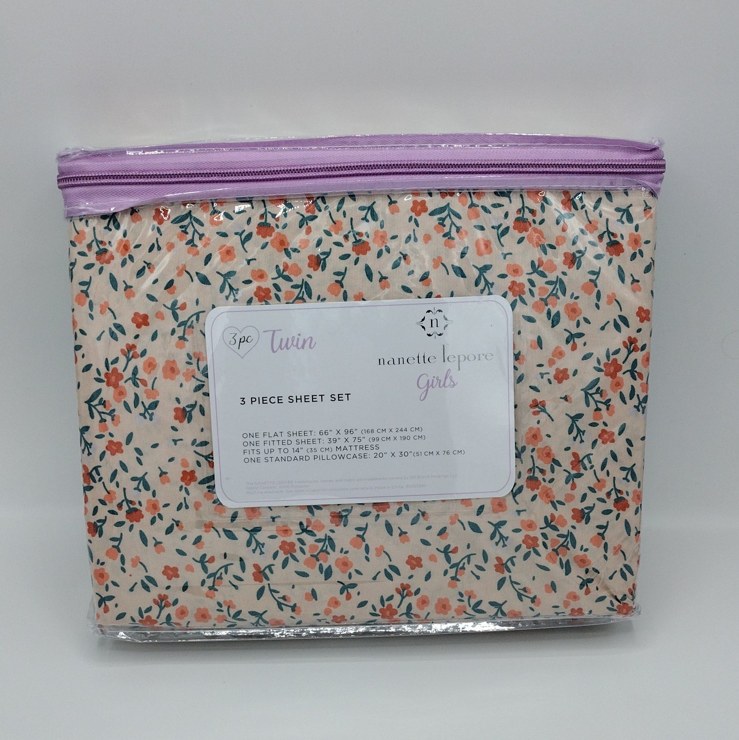 Girls 3 Piece Floral Sheet Set Size Twin NWT
