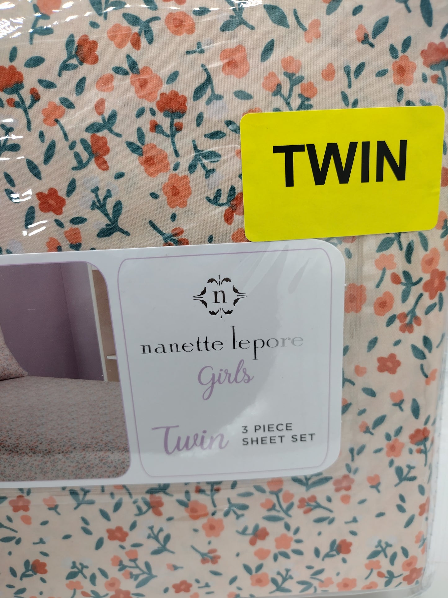 Girls 3 Piece Floral Sheet Set Size Twin NWT