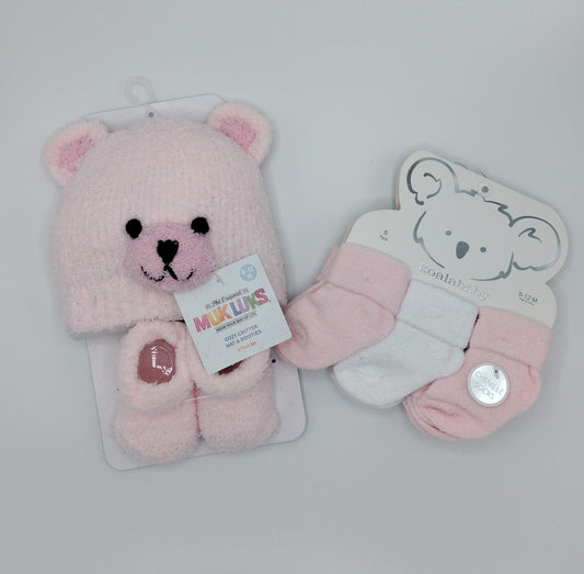 Baby Girl Hat, Booties, Socks New with Tags
